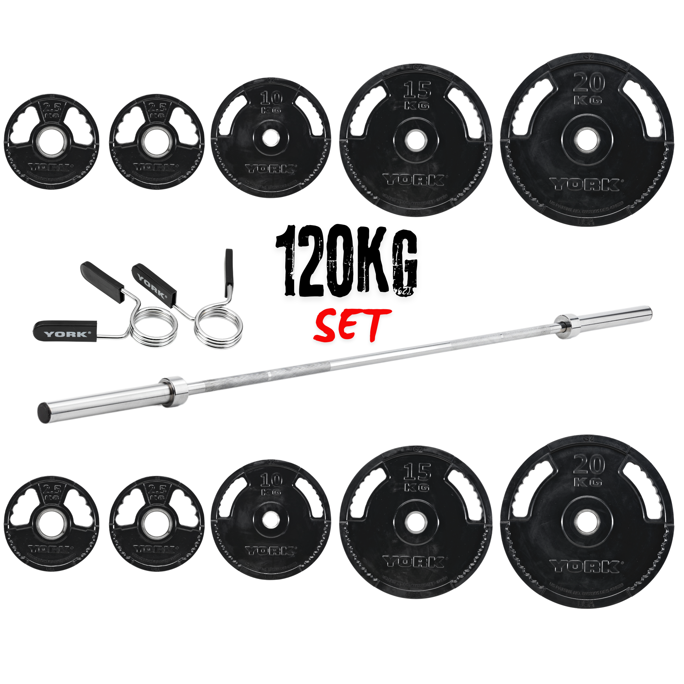 barbell 120KG G2 Rubber Thin Line Olympic Weight Set