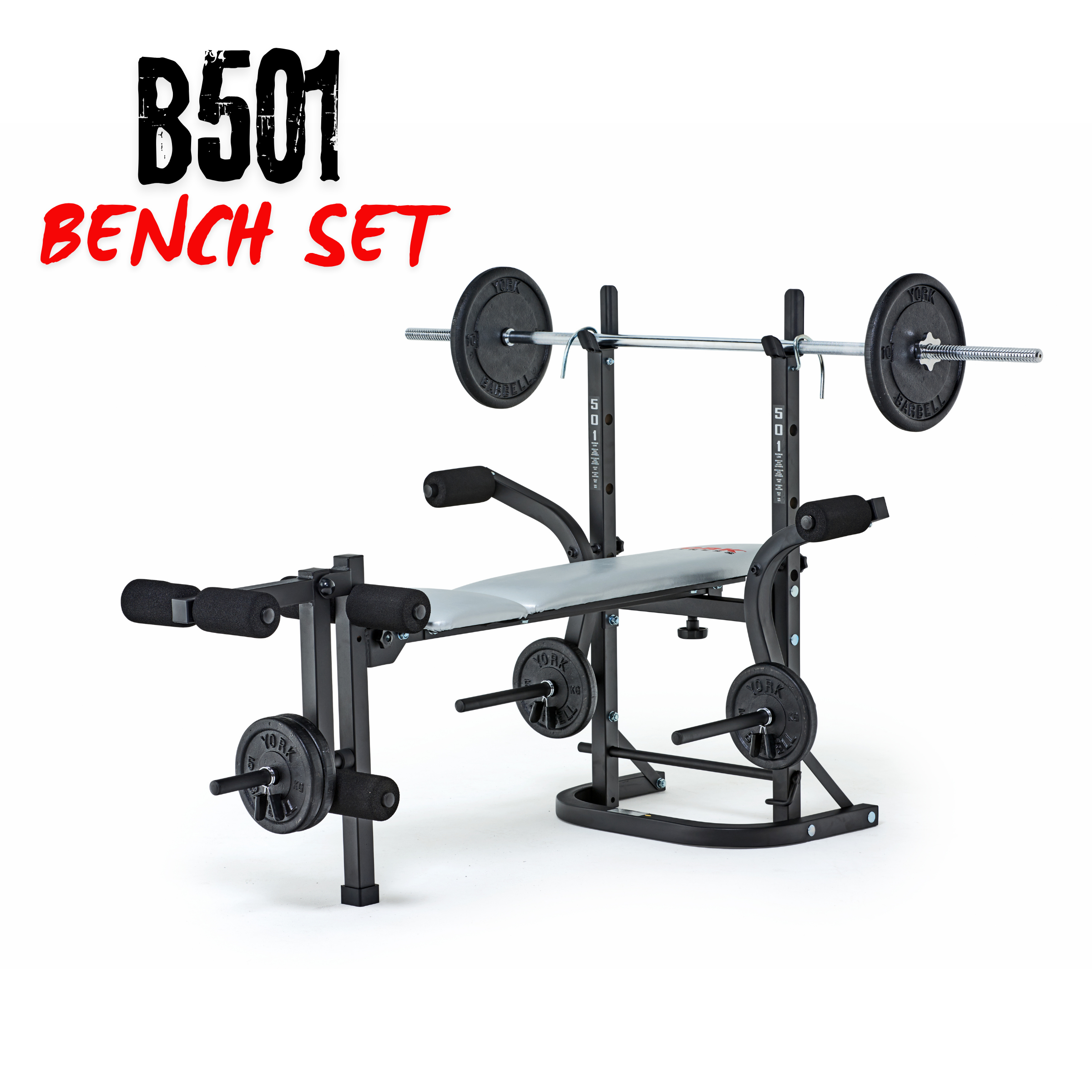 Fitness B501 Folding Barbell Bench Bundle Set - Image 3