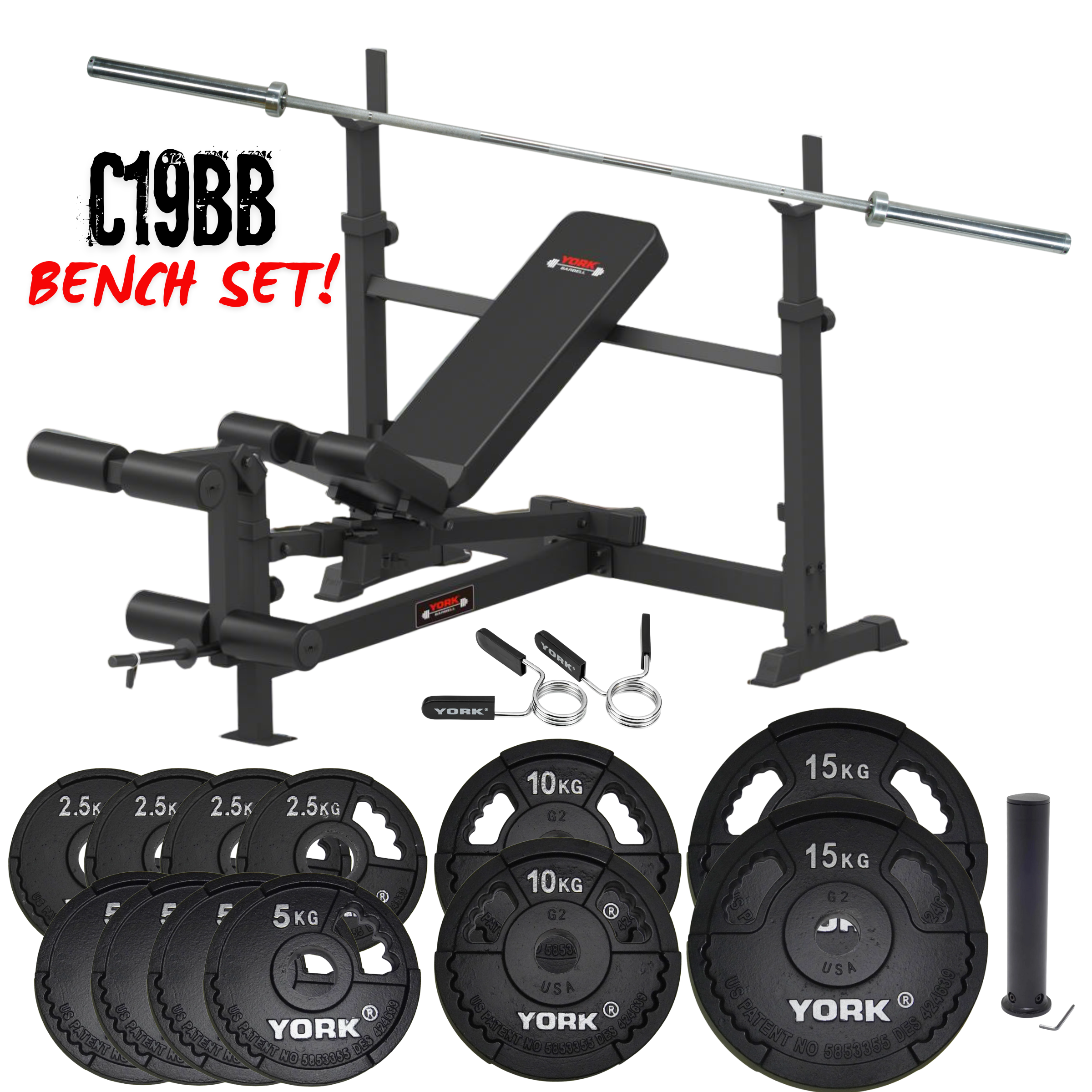 Barbell C19BB Olympic Bench & Weights Bundle