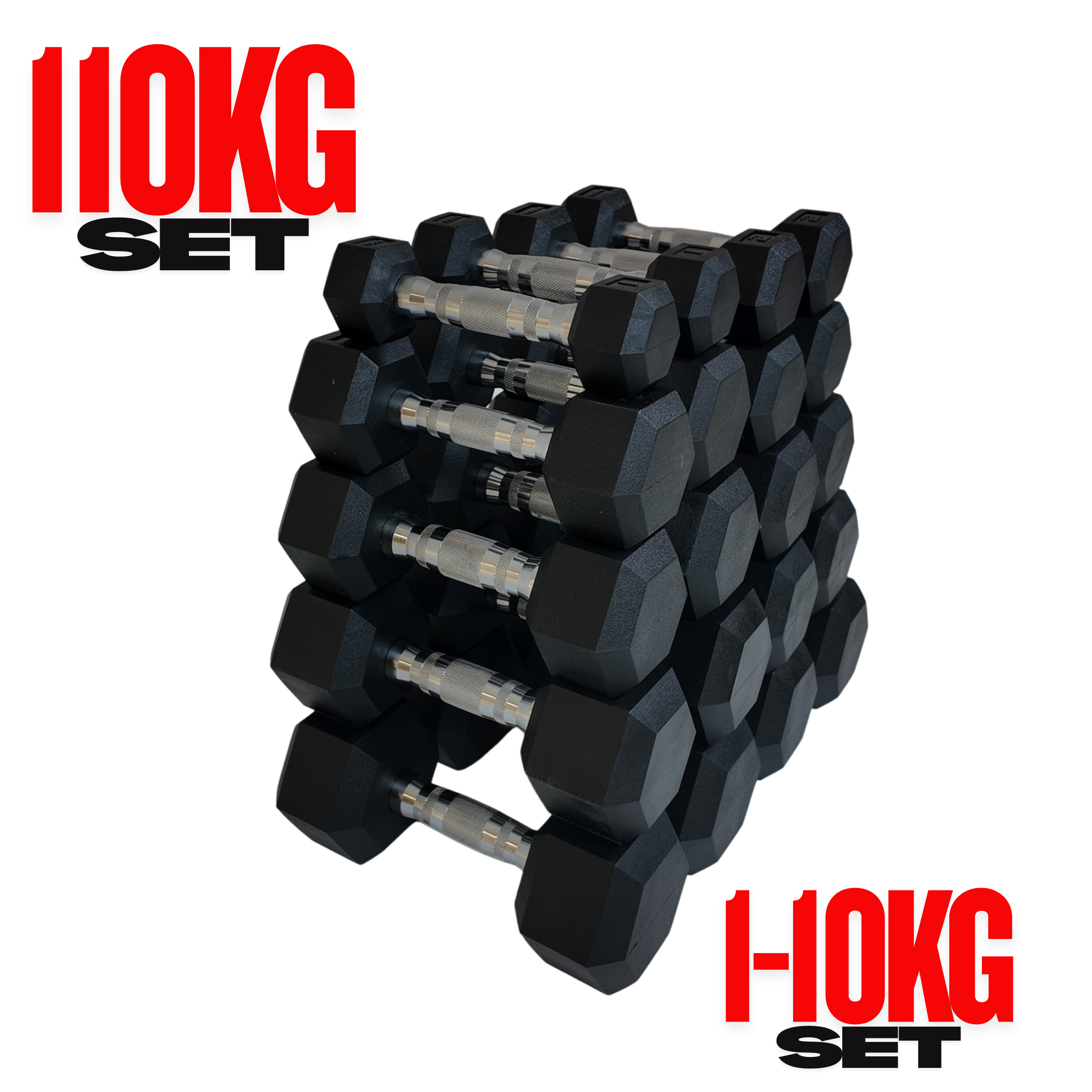 Barbell 1kg-10kg Pro Hex Dumbbells Set - (20 Dumbbells)