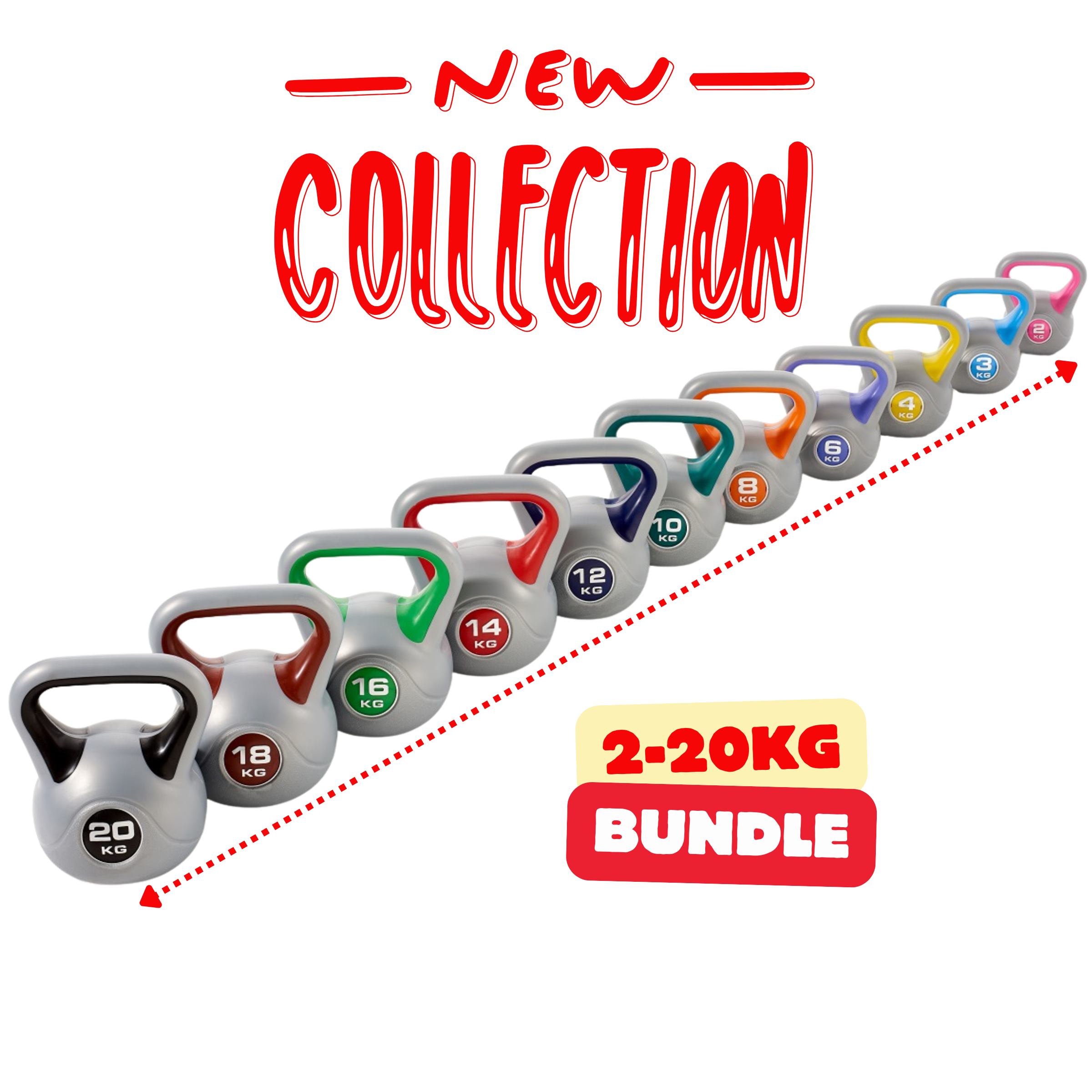 Premium FitnessTech 2-20kg Vinyl Kettlebells Bundle