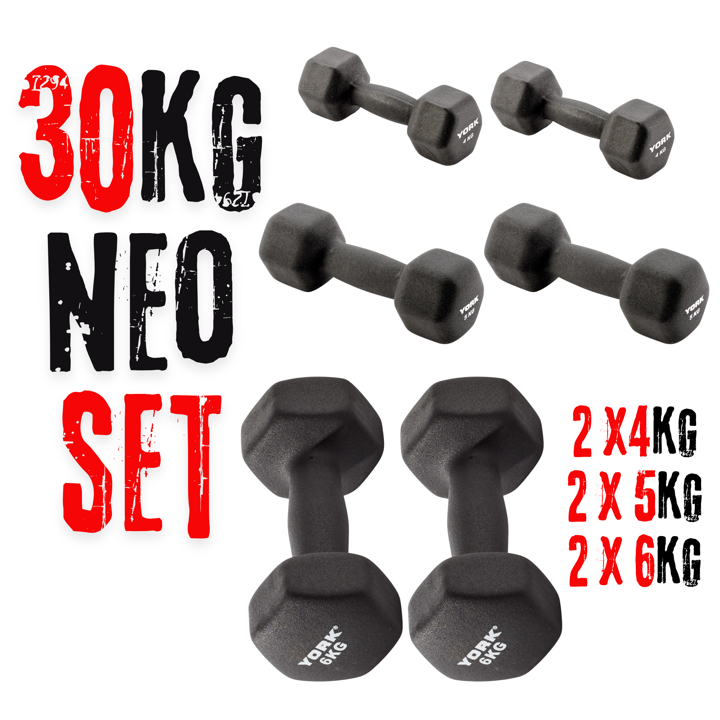 Barbell 30kg Neo Hex Dumbbells Bundle set