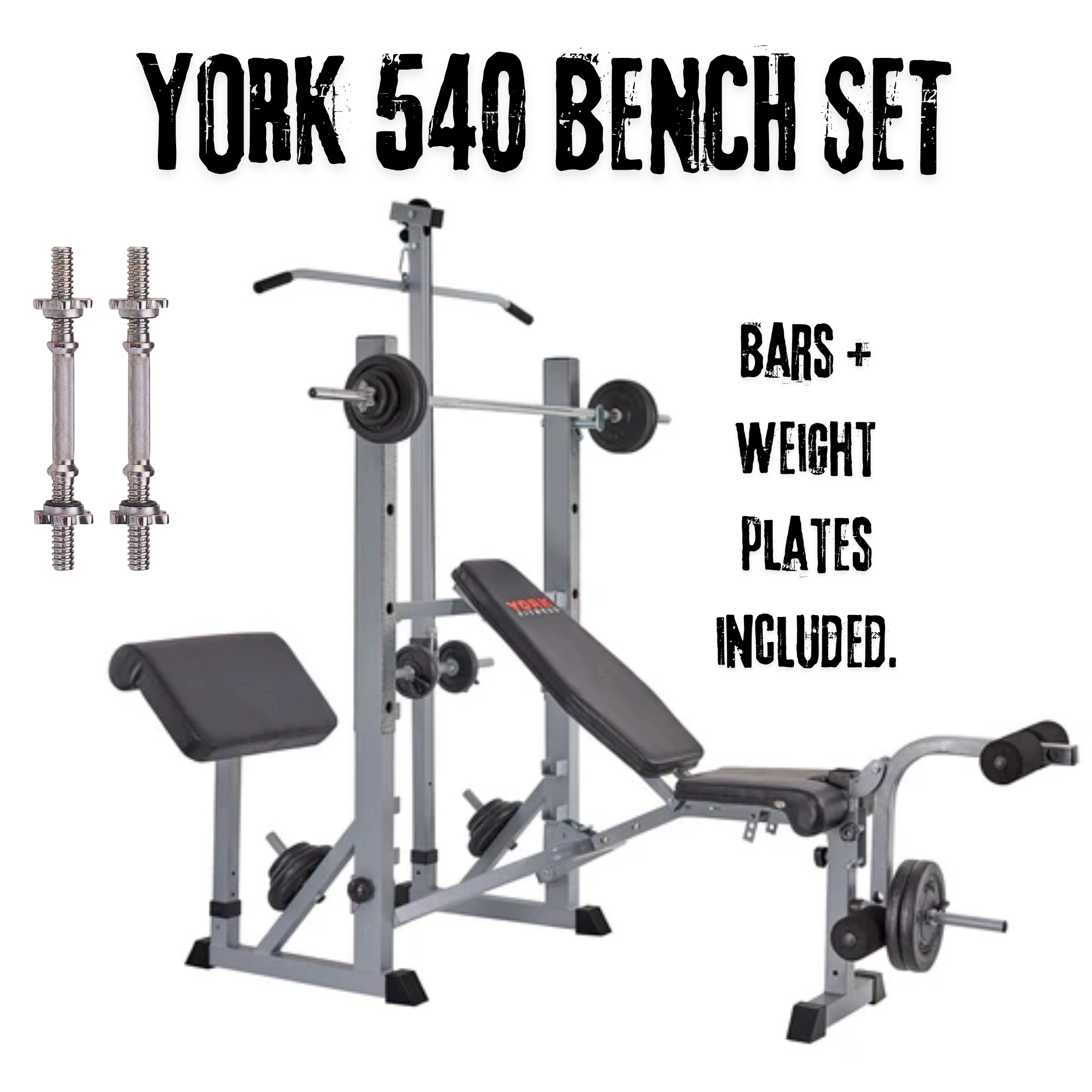 Fitness 540 Heavy Duty Folding Barbell Bench Bundle