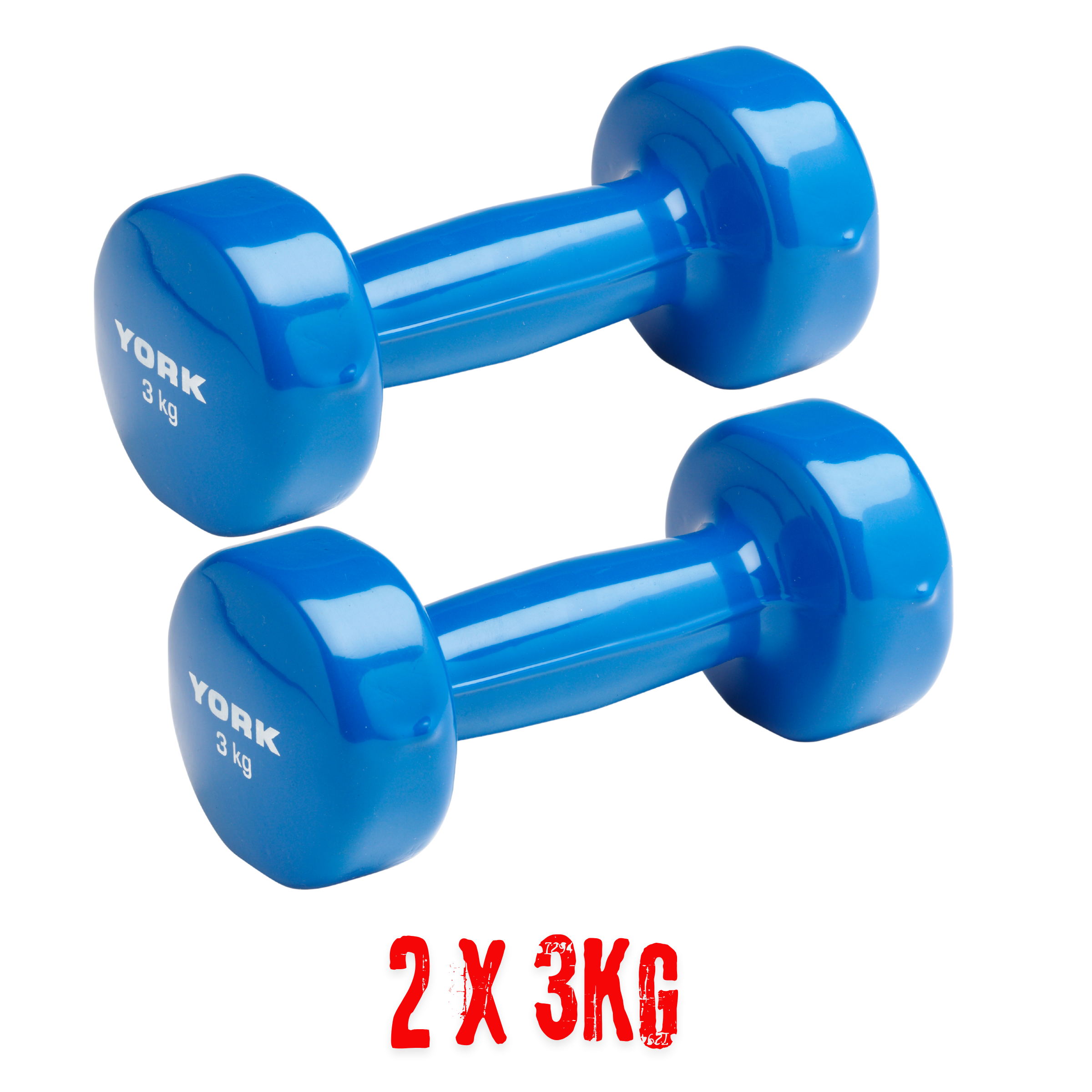 Premium FitnessTech 2x3kg Vinyl Dipped Dumbbells (Fitbells)