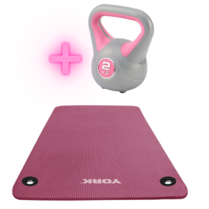 Premium FitnessTech - Pink Yoga Mat + 2KG Pink Kettlebell Bundle