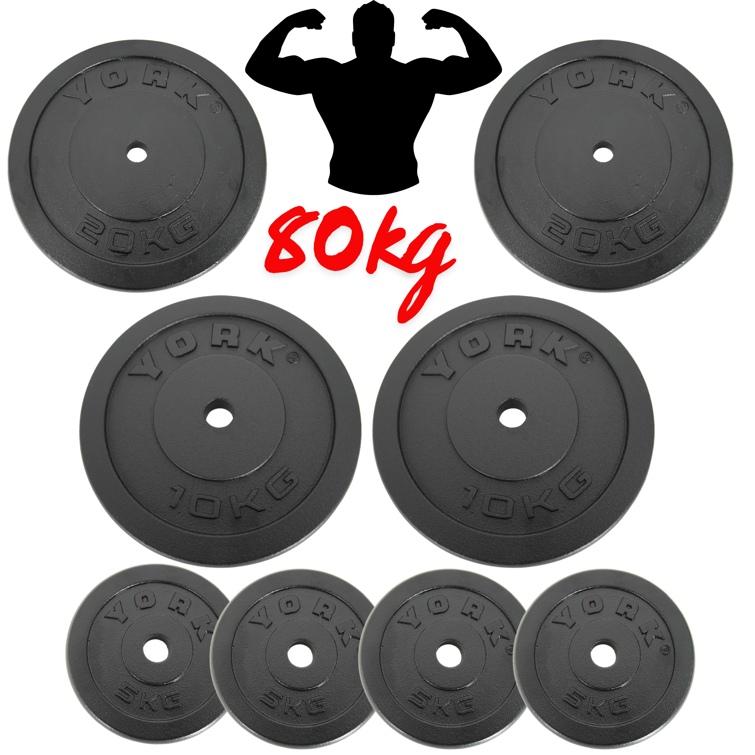 Barbell Weight Lifting Starter Set - Bench, Solid Steel Bars & 80kg Weights - Image 3