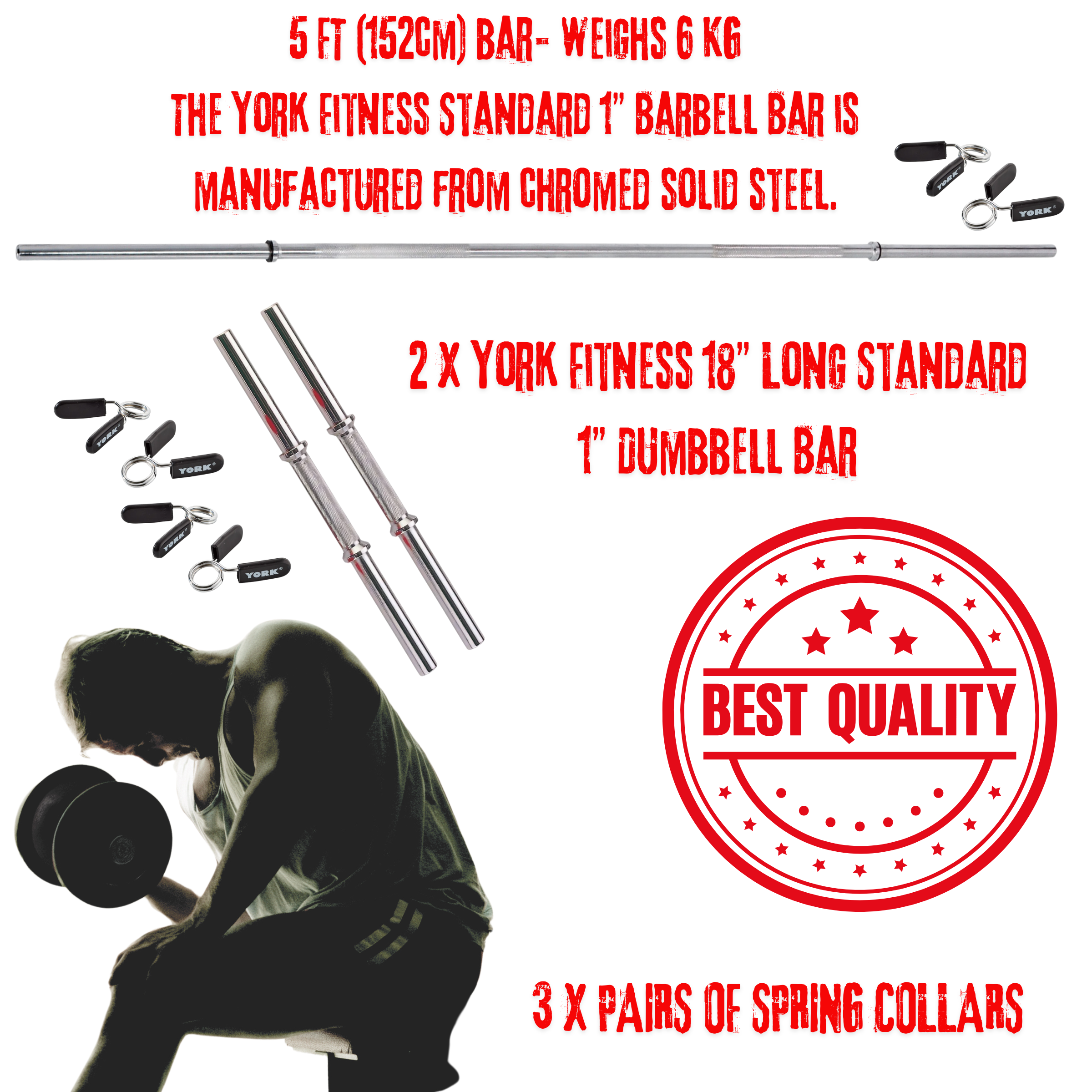 Barbell Weight Lifting Starter Set - Bench, Solid Steel Bars & 80kg Weights - Image 2